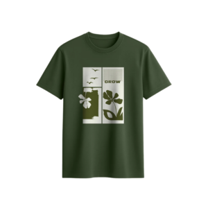Grow Classic Fit T-Shirt for Men – 100% Combed Cotton Graphic Crew Neck Regular Fit Tee